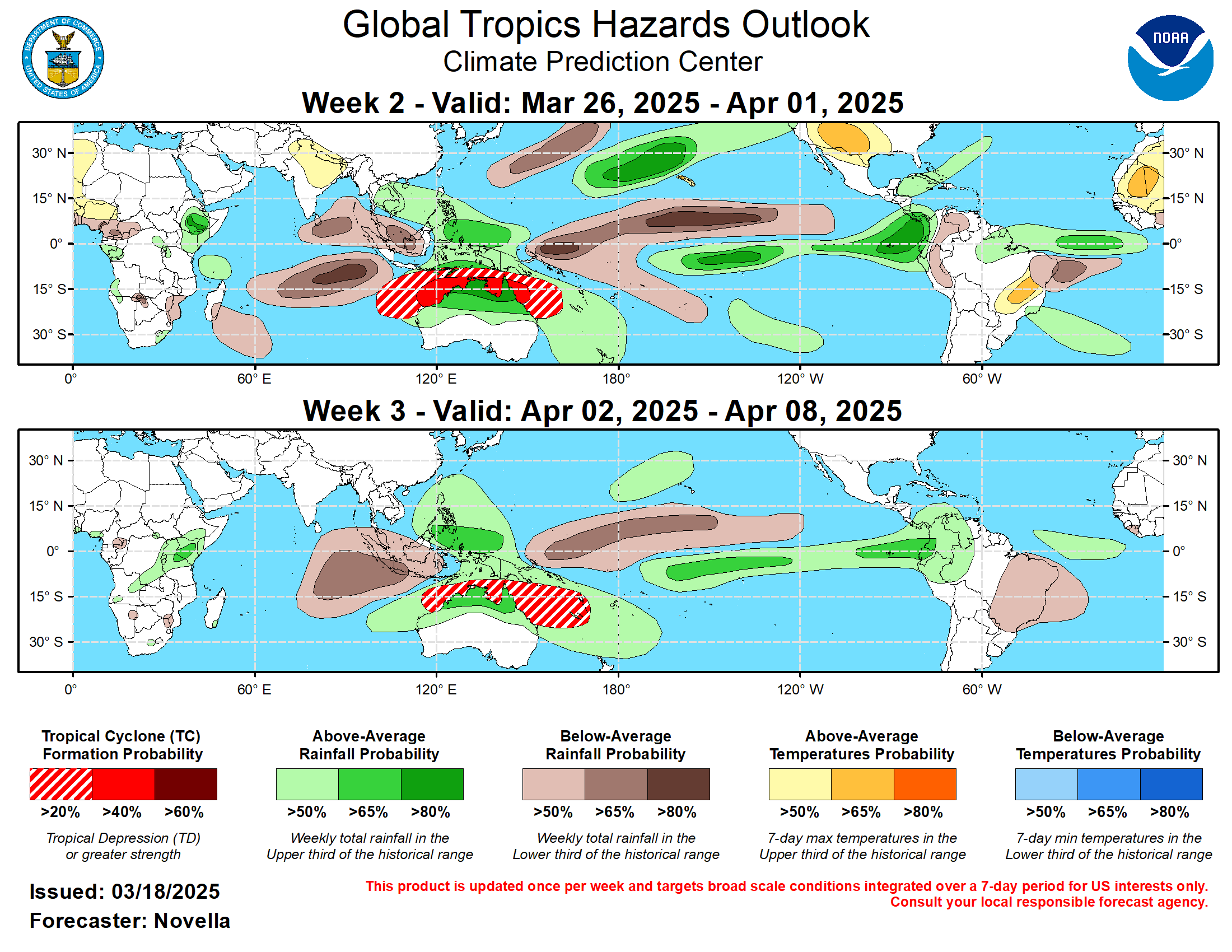 World map with Global Tropics Hazards Outlook