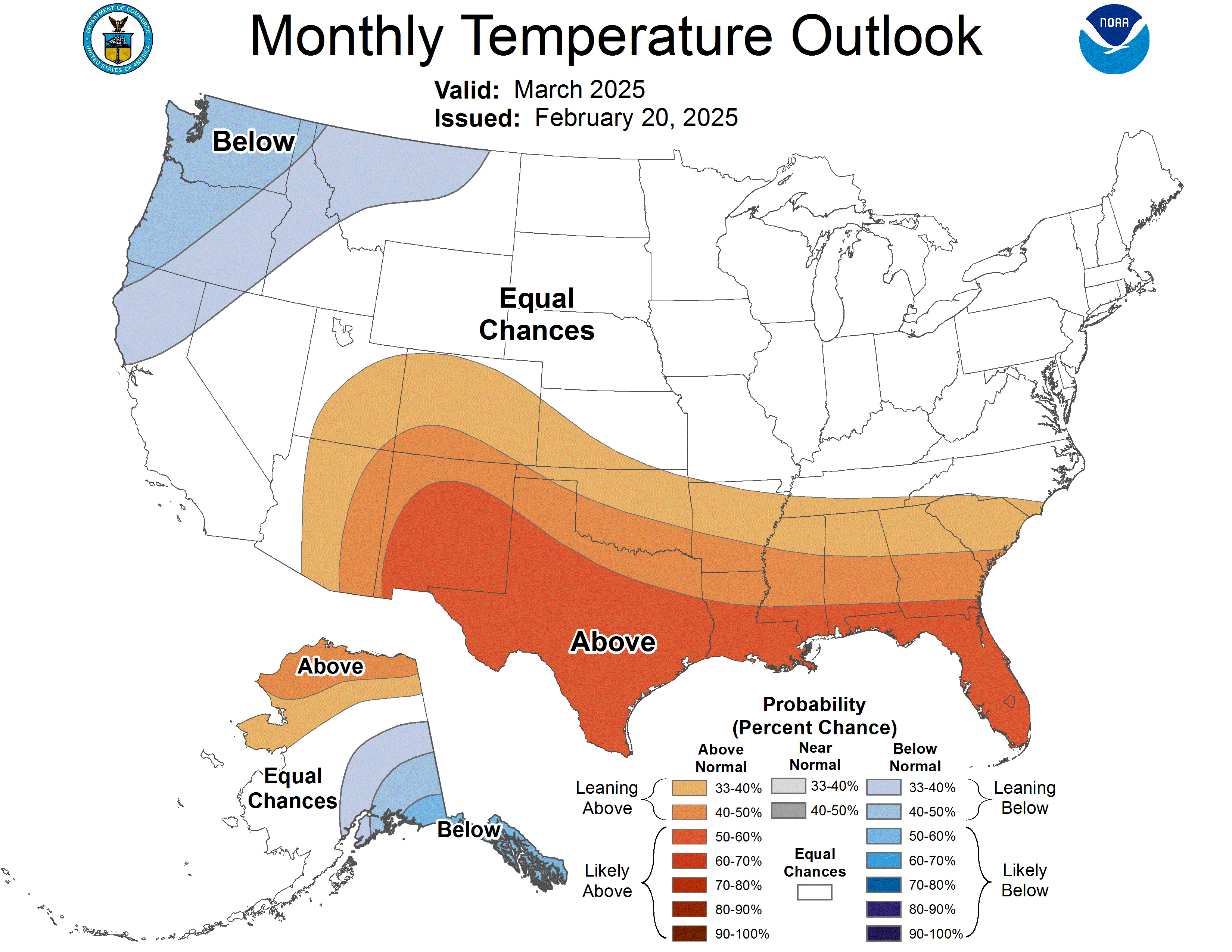 30-day temperature outlook chart not currently available