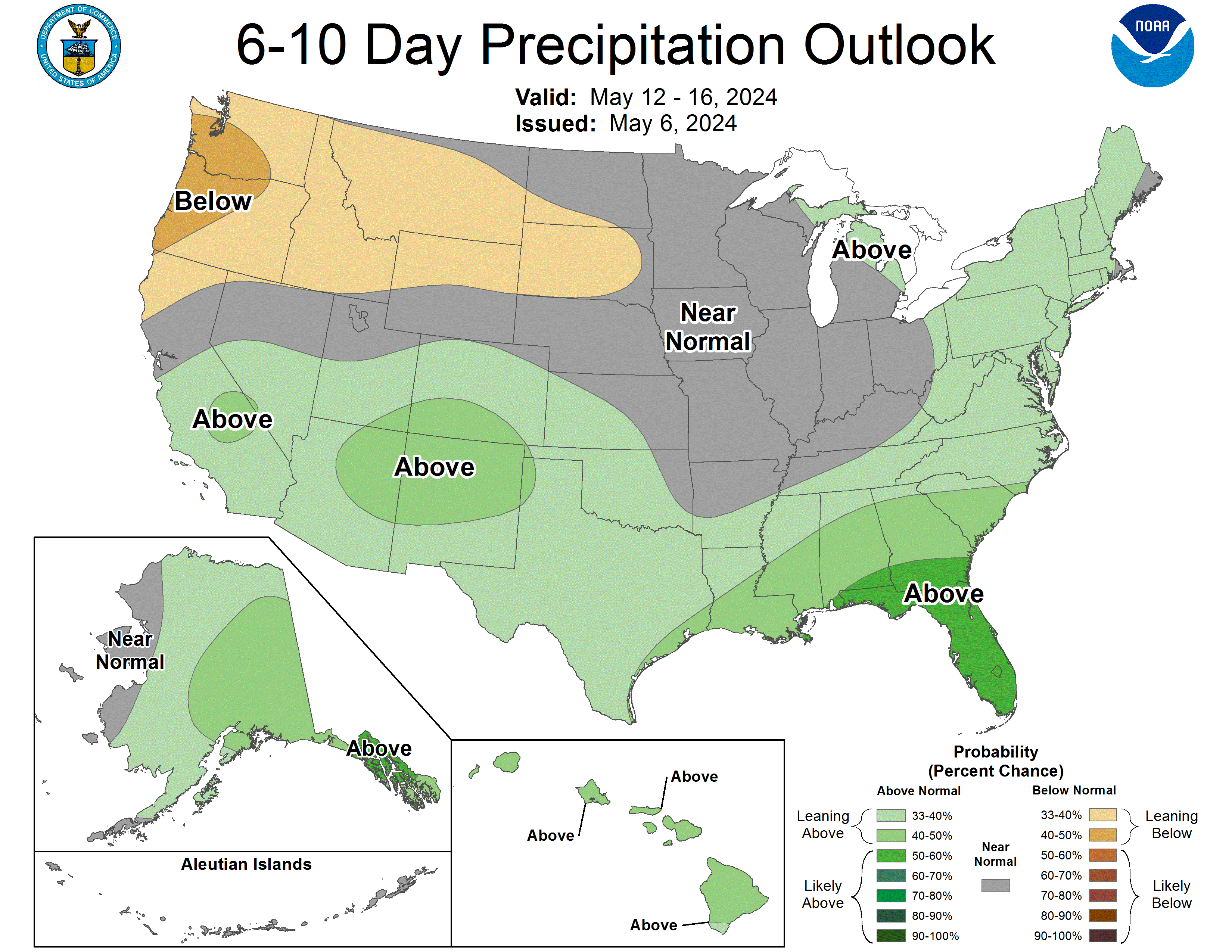 NOAA 6-10 Day Precipitation Outlook for Mammoth Mountain and Mammoth Lakes