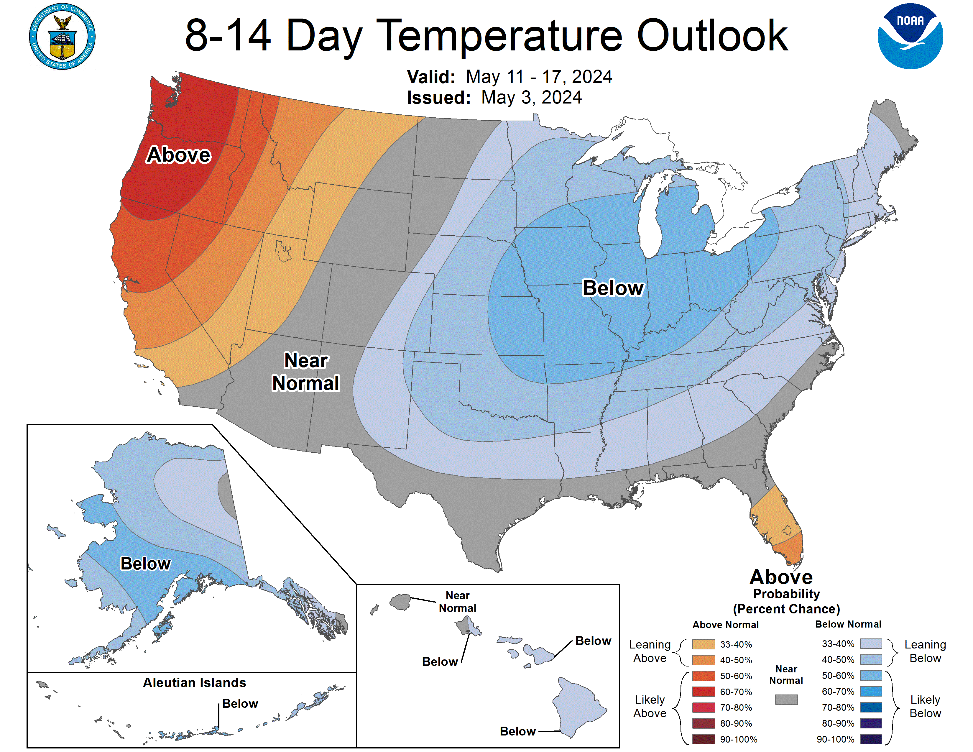 The Climate Predicition Center temperature outlook out 8-14 days.
