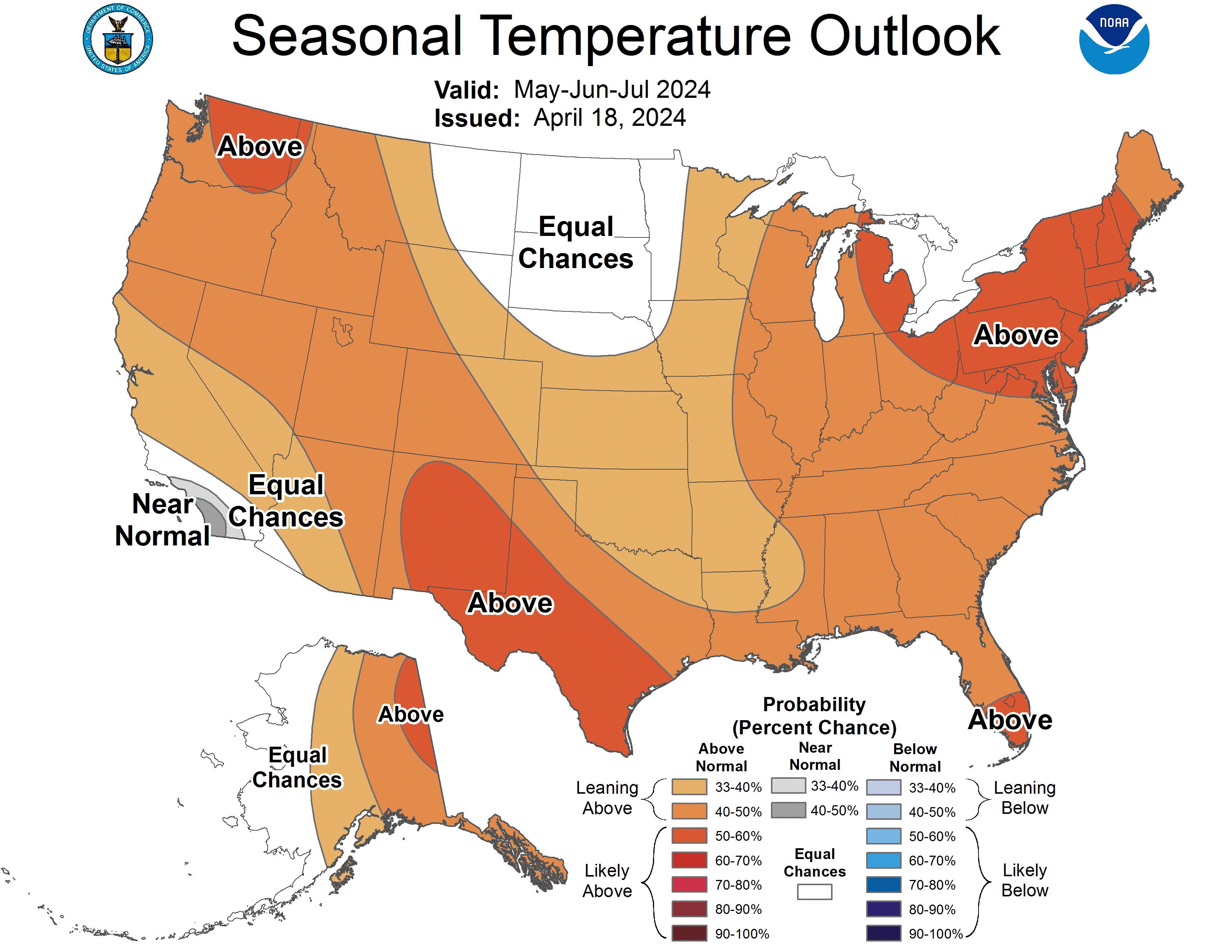 U.S. Seasonal Temperature Outlook, released August 18, 2022.