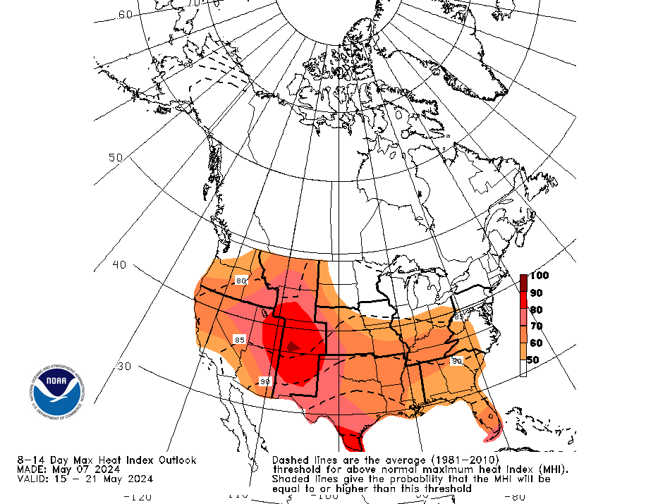 CPC's 8-14 day outlook for heat index