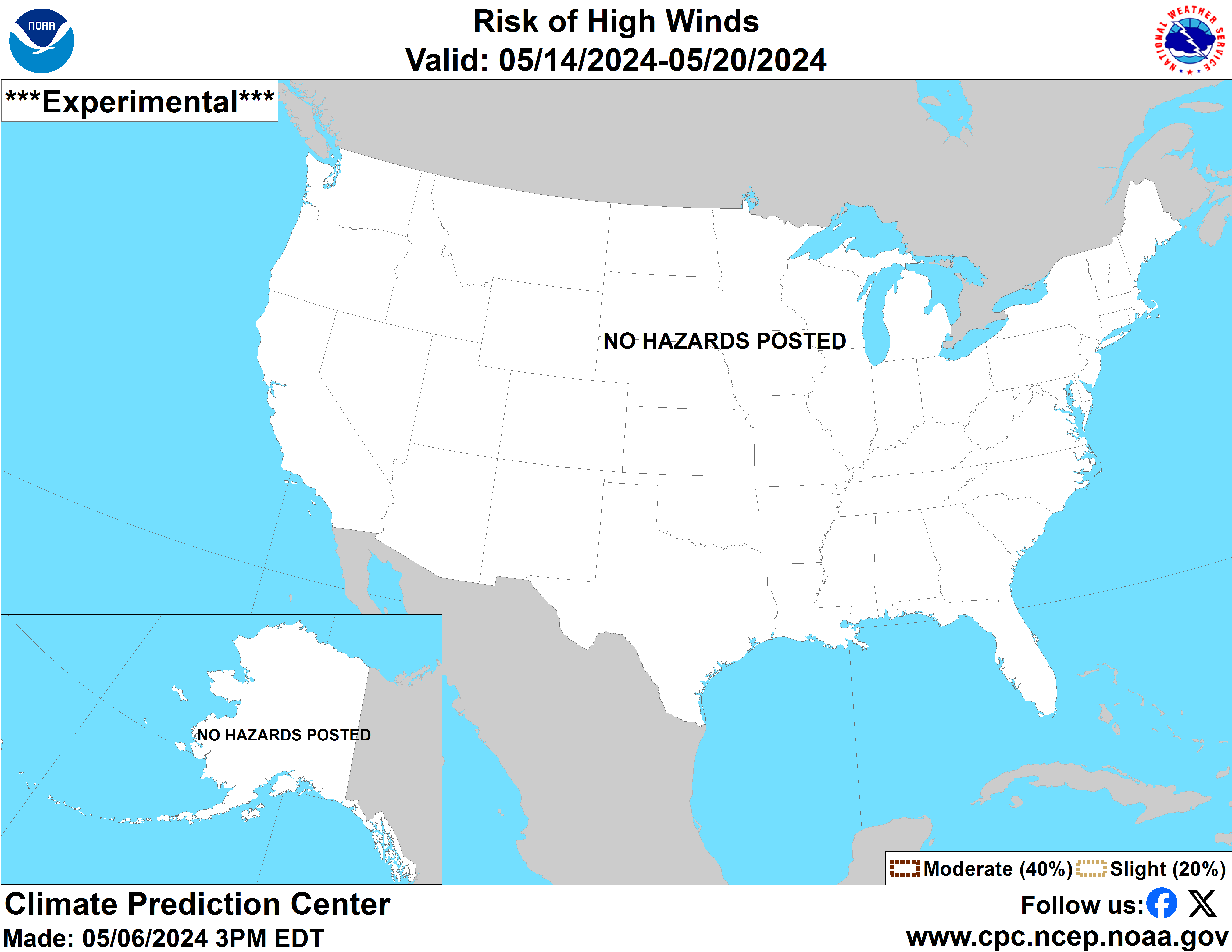 CPC's 8-14 day hazard outlook for high winds