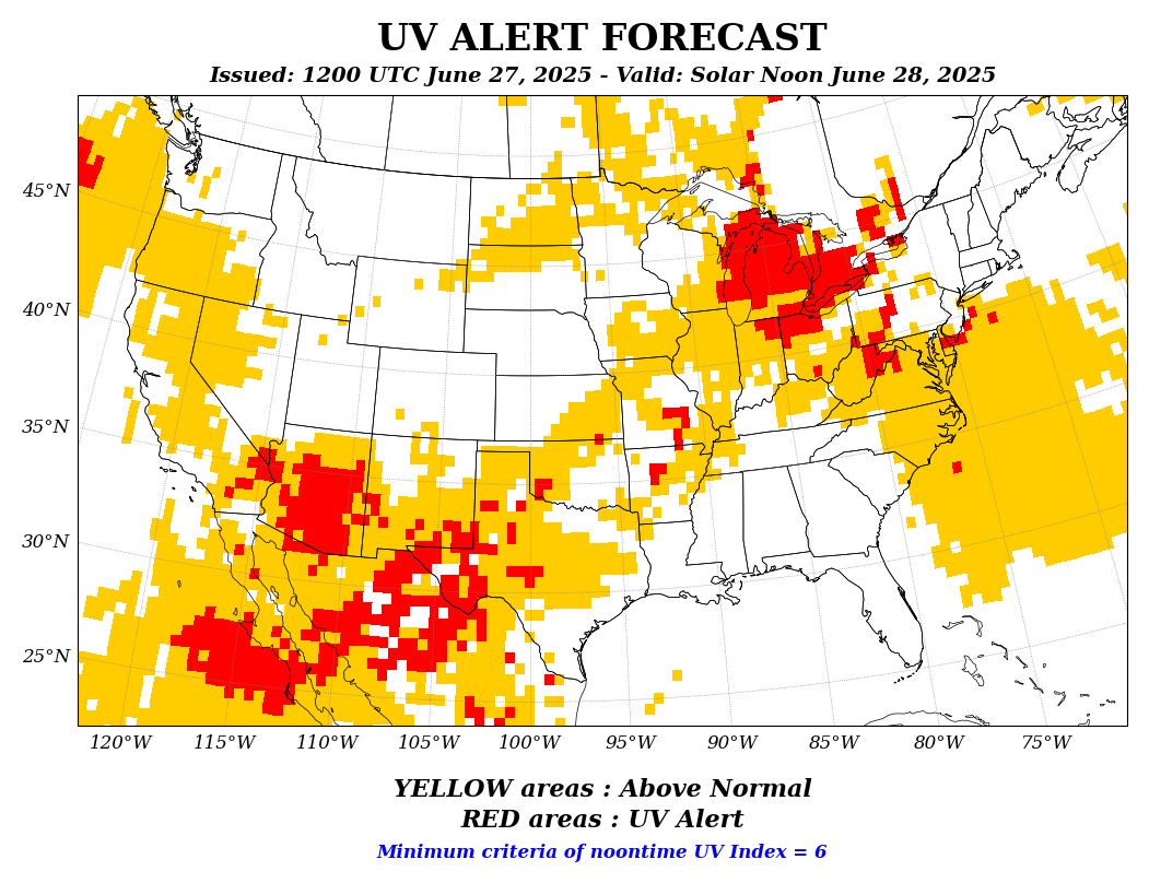 Ultraviolet index map
