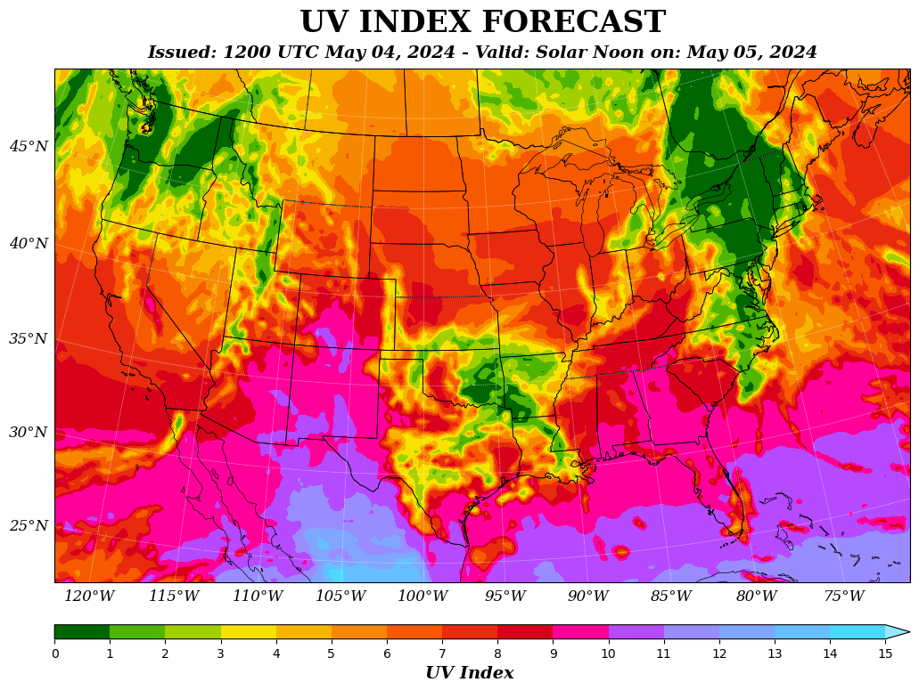 UV forecast map