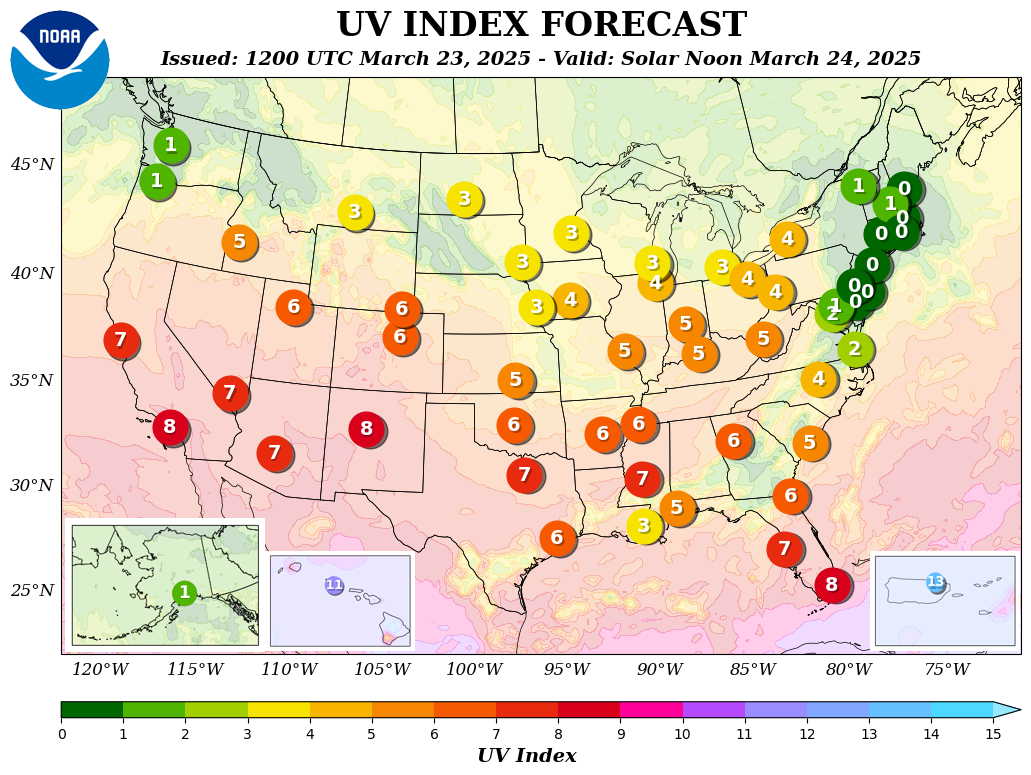 Current UV Index Forecast Map