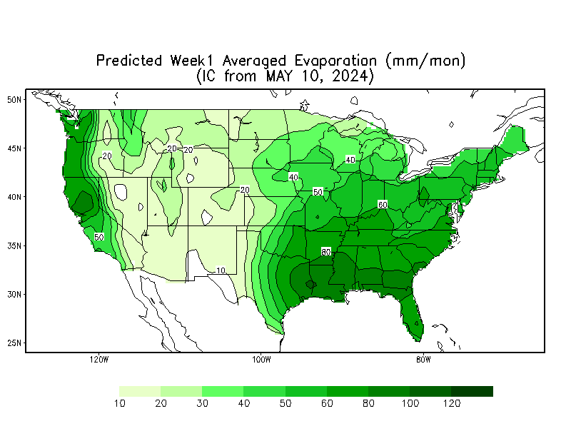 Week 1 Calculated Averaged Evaporation Outlook