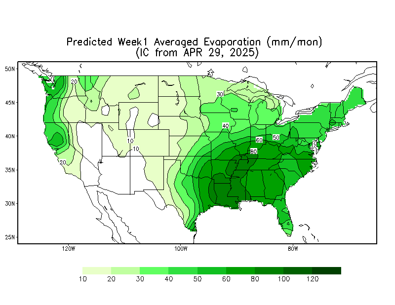 Week 1 Calculated Averaged Evaporation Outlook